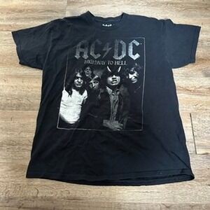 AC/DC Highway to Hell Graphic T-Shirt Mens Large Black Rock Band Short Sleeve
